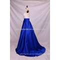 2016 Moda Royal Blue Beaded and Sequined Andar Comprimento Satin Prom Dress